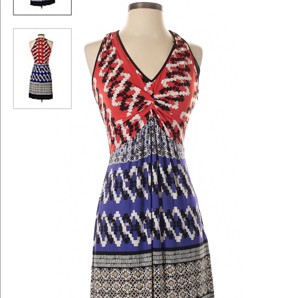 Laundry by Shelli Segal geometric sleeveless dress, twist tie front, size 4.